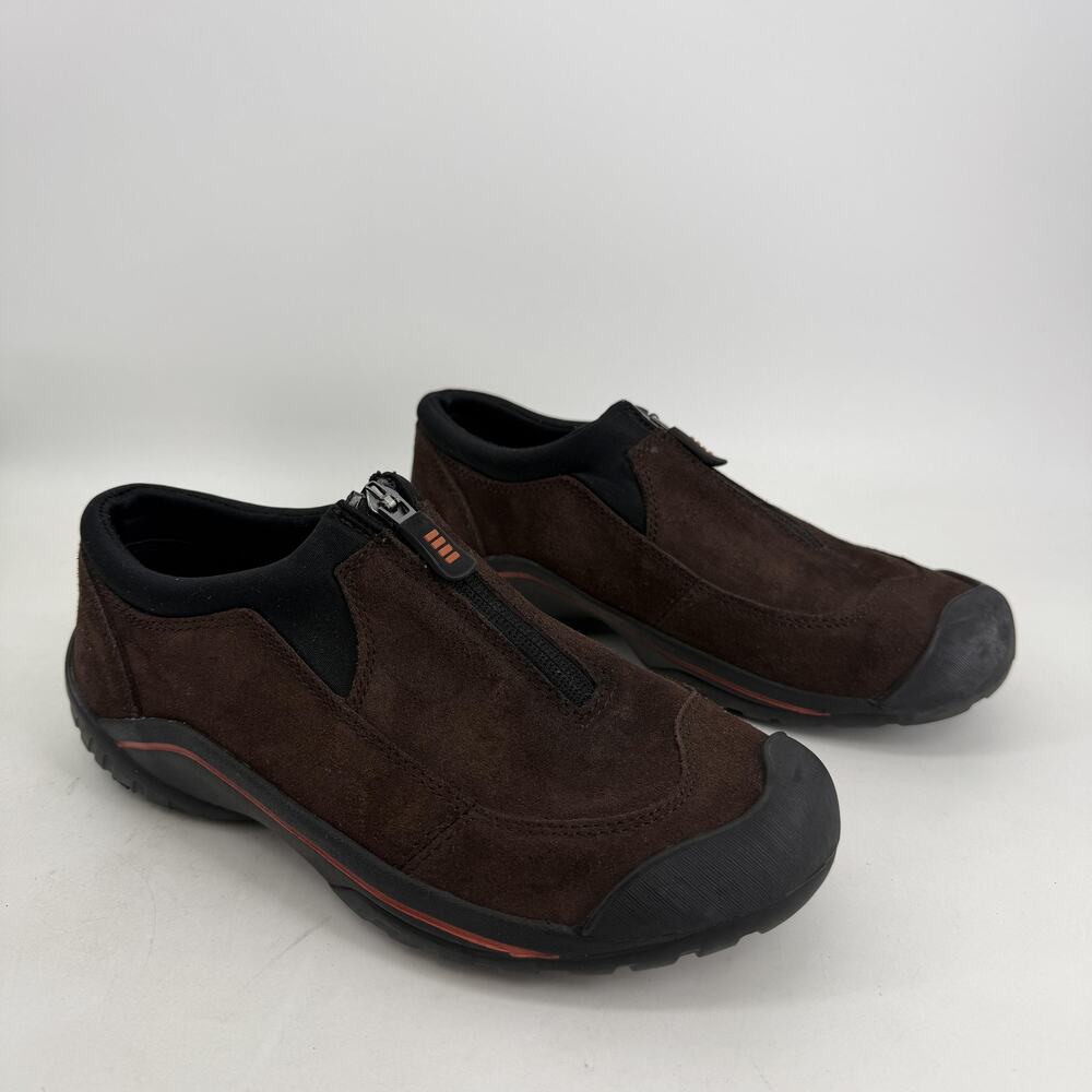 Lands' End Shoes Womens Size 6B Brown Suede Zip Slip On Comfort Walking Gorpcore